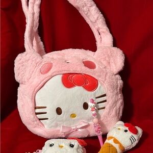BUNDLE-Hello Kitty Pink Plush Bag